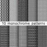 10 monochrome seamless patterns for universal background. Black. And white colors. Endless texture can be used for wallpaper, pattern fill, web page background vector illustration 10 monochrome seamless patterns for universal background. Black. And white colors. Endless texture can be used for wallpaper, pattern fill, web page background vector illustration