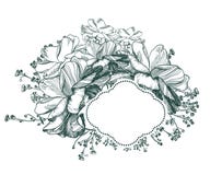 Monocromio inciso di schizzo della struttura di carta di vettore del fiore illustrazione di stock Monocromio inciso di schizzo della struttura di carta di vettore del fiore illustrazione di stock