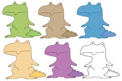 Monstre d'aspiration de main d'ensemble de couleur de griffonnage de bande dessinée de crocodile d'impression illustration libre de droits Monstre d'aspiration de main d'ensemble de couleur de griffonnage de bande dessinée de crocodile d'impression illustration libre de droits