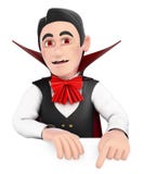 monstro 3D engraçado Vampiro que aponta para baixo Espaço vazio Fotografia de Stock monstro 3D engraçado Vampiro que aponta para baixo Espaço vazio Fotografia de Stock