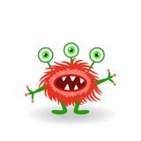 Monstro três-eyed macio vermelho no fundo branco ilustração royalty free Monstro três-eyed macio vermelho no fundo branco ilustração royalty free