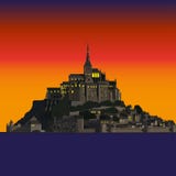 Mont Saint-Michel Abbey bij zonsondergang, Frankrijk royalty-vrije illustratie Mont Saint-Michel Abbey bij zonsondergang, Frankrijk royalty-vrije illustratie
