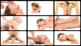 Montage einer attraktiven Frau, die in einer Badekurortmitte sich entspannt stock video footage Montage einer attraktiven Frau, die in einer Badekurortmitte sich entspannt stock video footage