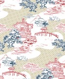 Montagnes japonaises de pin de mod?le de vecteur de vue de temple images libres de droits Montagnes japonaises de pin de mod?le de vecteur de vue de temple images libres de droits