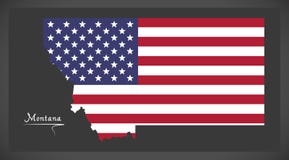 Montana-Karte mit amerikanischer Staatsflaggeillustration Lizenzfreies Stockbild Montana-Karte mit amerikanischer Staatsflaggeillustration Lizenzfreies Stockbild