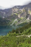 Montañas de Tatra del lago Morskie Oko en día nublado en verano Imagen de archivo Montañas de Tatra del lago Morskie Oko en día nublado en verano Imagen de archivo