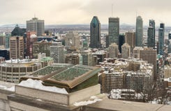 Montreal Skyline in winter stock images Montreal Skyline in winter stock images