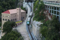 Montserrat kabel i stacje kolejowe, Hiszpania obraz stock Montserrat kabel i stacje kolejowe, Hiszpania obraz stock