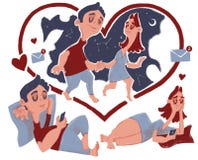 Mooi-Dovey chating royalty-vrije illustratie Mooi-Dovey chating royalty-vrije illustratie
