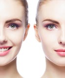 Mooi gezicht van jonge en gezonde vrouw Plastische chirurgie, huidzorg, schoonheidsmiddelen en gezicht het opheffen concept stock foto's Mooi gezicht van jonge en gezonde vrouw Plastische chirurgie, huidzorg, schoonheidsmiddelen en gezicht het opheffen concept stock foto's