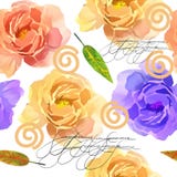 Mooie Kleurrijke Waterverf Rose Floral Seamless Pattern Background Elegante illustratie met roze en gele bloemen Stock Fotografie Mooie Kleurrijke Waterverf Rose Floral Seamless Pattern Background Elegante illustratie met roze en gele bloemen Stock Fotografie