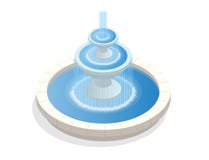 Mooie ronde fontein op drie niveaus Een streek van rust en ontspanning Vlakke vector isometrisch op witte achtergrond stock illustratie Mooie ronde fontein op drie niveaus Een streek van rust en ontspanning Vlakke vector isometrisch op witte achtergrond stock illustratie