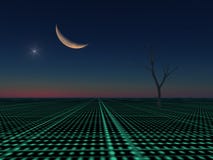Moon And Star On City Grid Stock Photography