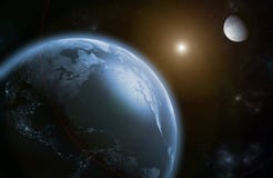 The Moon and the Earth Before a Solar Eclipse Stock Photo The Moon and the Earth Before a Solar Eclipse Stock Photo