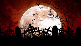 Moon Over Cemetery in Red Sky Stock Footage - Video of moon, dark: 99596784