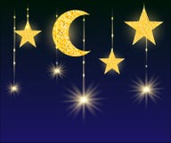 Moon and stars in midnight .paper art style Vector illustration Web site page and mobile app design royalty free illustration Moon and stars in midnight .paper art style Vector illustration Web site page and mobile app design royalty free illustration