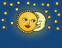Moon Sun, Vector Illustration Stock Image Moon Sun, Vector Illustration Stock Image