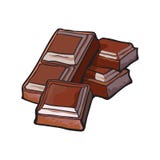 Morceaux de barre de chocolat foncée, illustration de vecteur Photographie stock Morceaux de barre de chocolat foncée, illustration de vecteur Photographie stock