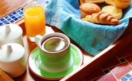 Morning Breakfast Or Brunch With Bread & Coffee Stock Photo Morning Breakfast Or Brunch With Bread & Coffee Stock Photo