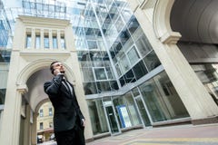 Morning conversation with the client. Business man formal wear g stock photos Morning conversation with the client. Business man formal wear g stock photos