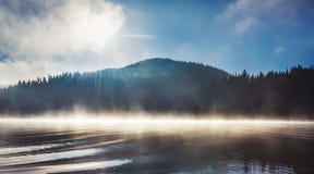 Morning fog on the lake stock photos Morning fog on the lake stock photos