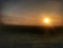 Morning misty land with sunrise stock photo Morning misty land with sunrise stock photo