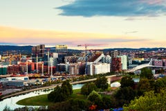 A morning view of Sentrum area of Oslo, Norway, with Barcode buildings royalty free stock photos A morning view of Sentrum area of Oslo, Norway, with Barcode buildings royalty free stock photos