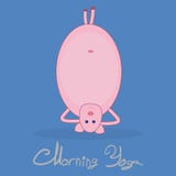 Morning yoga with a pig. Pig standing on his head. royalty free illustration Morning yoga with a pig. Pig standing on his head. royalty free illustration