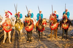 Moroccan horse riders during fantasia festival