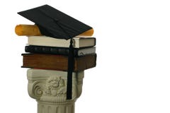 Mortar board and diploma on stack of books Royalty Free Stock Photos Mortar board and diploma on stack of books Royalty Free Stock Photos