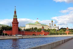 Moscow River, Kremlin Embankment and Moscow Kremlin in summer stock images Moscow River, Kremlin Embankment and Moscow Kremlin in summer stock images