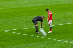 Moscow, Russia - June 14, 2018: Referee on the stadium Luzhniki Royalty Free Stock Image Moscow, Russia - June 14, 2018: Referee on the stadium Luzhniki Royalty Free Stock Image