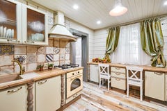 Moscow, russia, 01.02.2019: New modern kitchen interior in luxury home stock photos Moscow, russia, 01.02.2019: New modern kitchen interior in luxury home stock photos