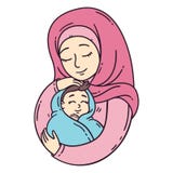 Moslemische Mutter, die Baby hält stock abbildung Moslemische Mutter, die Baby hält stock abbildung