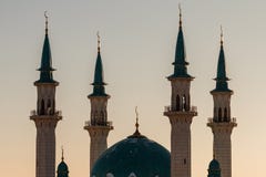 Mosque silhouette at sunset stock image Mosque silhouette at sunset stock image