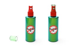 Mosquito Spray. Insect Protection. Isolated On White Background. 3d Render Stock Photos