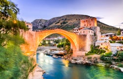 Mostar Stari mest bro i Bosnien och Hercegovina arkivbilder Mostar Stari mest bro i Bosnien och Hercegovina arkivbilder