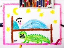 Mostro spaventoso sotto il letto dei bambini illustrazione vettoriale Mostro spaventoso sotto il letto dei bambini illustrazione vettoriale