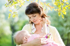 Mother Breast Feeding Baby Outdoors Stock Image Mother Breast Feeding Baby Outdoors Stock Image