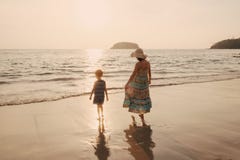 A mother and son in outdoors at sunset with copy space royalty free stock image A mother and son in outdoors at sunset with copy space royalty free stock image