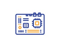 Motherboard line icon. Computer component hardware sign. Vector stock illustration Motherboard line icon. Computer component hardware sign. Vector stock illustration