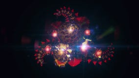 Motion design blooming digital flower in poisoned red warm purple fashion colors.