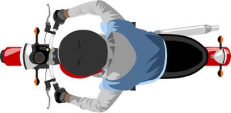Motocicleta con la opinión superior del jinete stock de ilustración Motocicleta con la opinión superior del jinete stock de ilustración
