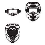 Motorradschutzhelm und -schutzbrillen vector schwarze flache Illustration vektor abbildung Motorradschutzhelm und -schutzbrillen vector schwarze flache Illustration vektor abbildung