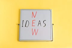 Mots créatifs de concept d'idées d'affaires nouveaux écrits sur le mini tableau sur le fond jaune Mots d'idées images libres de droits Mots créatifs de concept d'idées d'affaires nouveaux écrits sur le mini tableau sur le fond jaune Mots d'idées images libres de droits