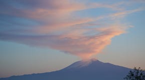 Mount Etna Plume at Sunset