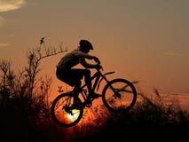 Mountain bike racer silhouette