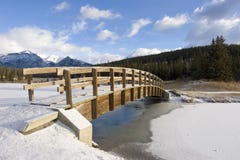 Mountain Footbridge In Winter Stock Image