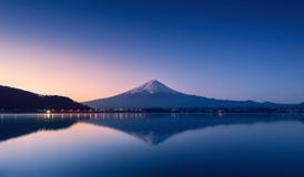 Mountain Fuji At With Peaceful Lake Mountain Fuji And Lake Reflection Stock Image Image