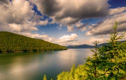 Mountain lake under cloudy sky. In Romania Royalty Free Stock Photos Mountain lake under cloudy sky. In Romania Royalty Free Stock Photos